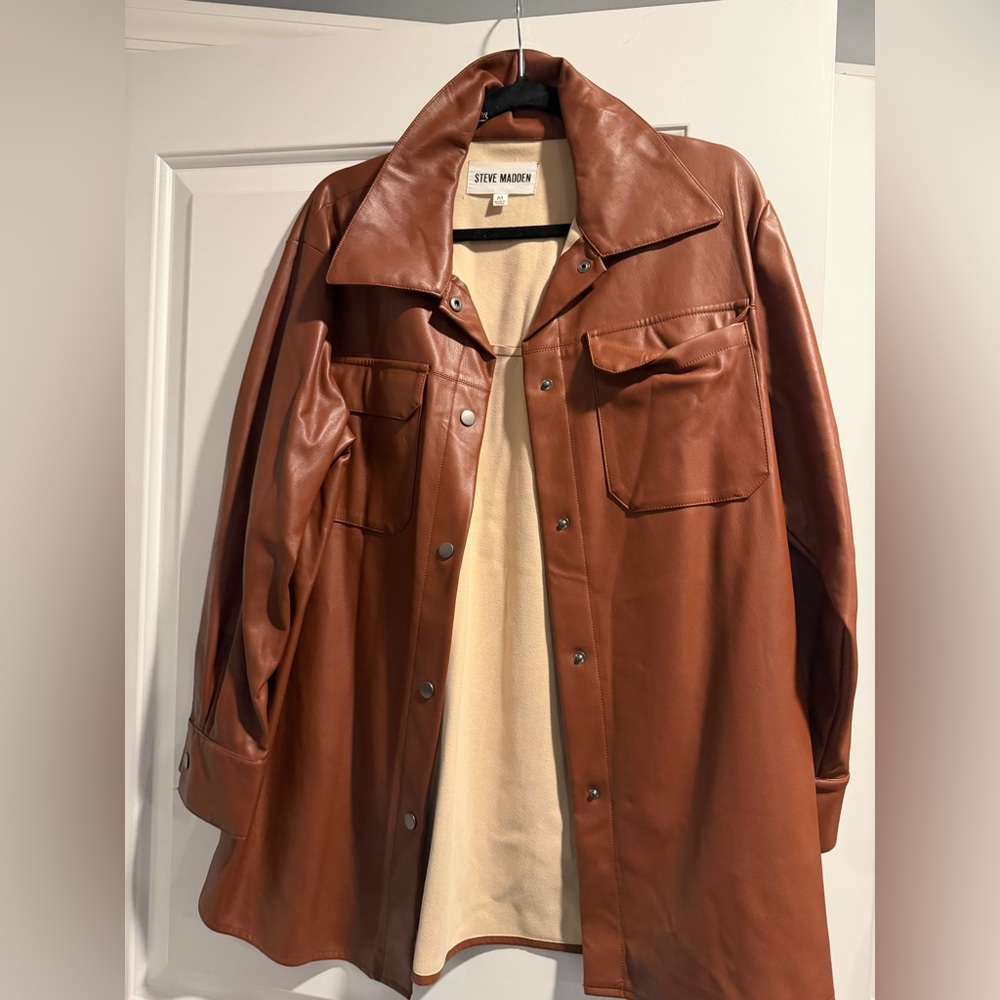 Steve Madden Cognac Faux Leather Shacket